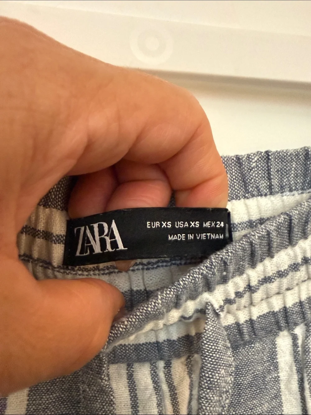 Zara Blue White Striped Wide Leg Palazzo Pants XS